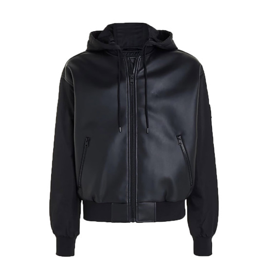 Calvin Klein Ανδρικό μπουφάν Faux Leather Hooded Bomber Jacket